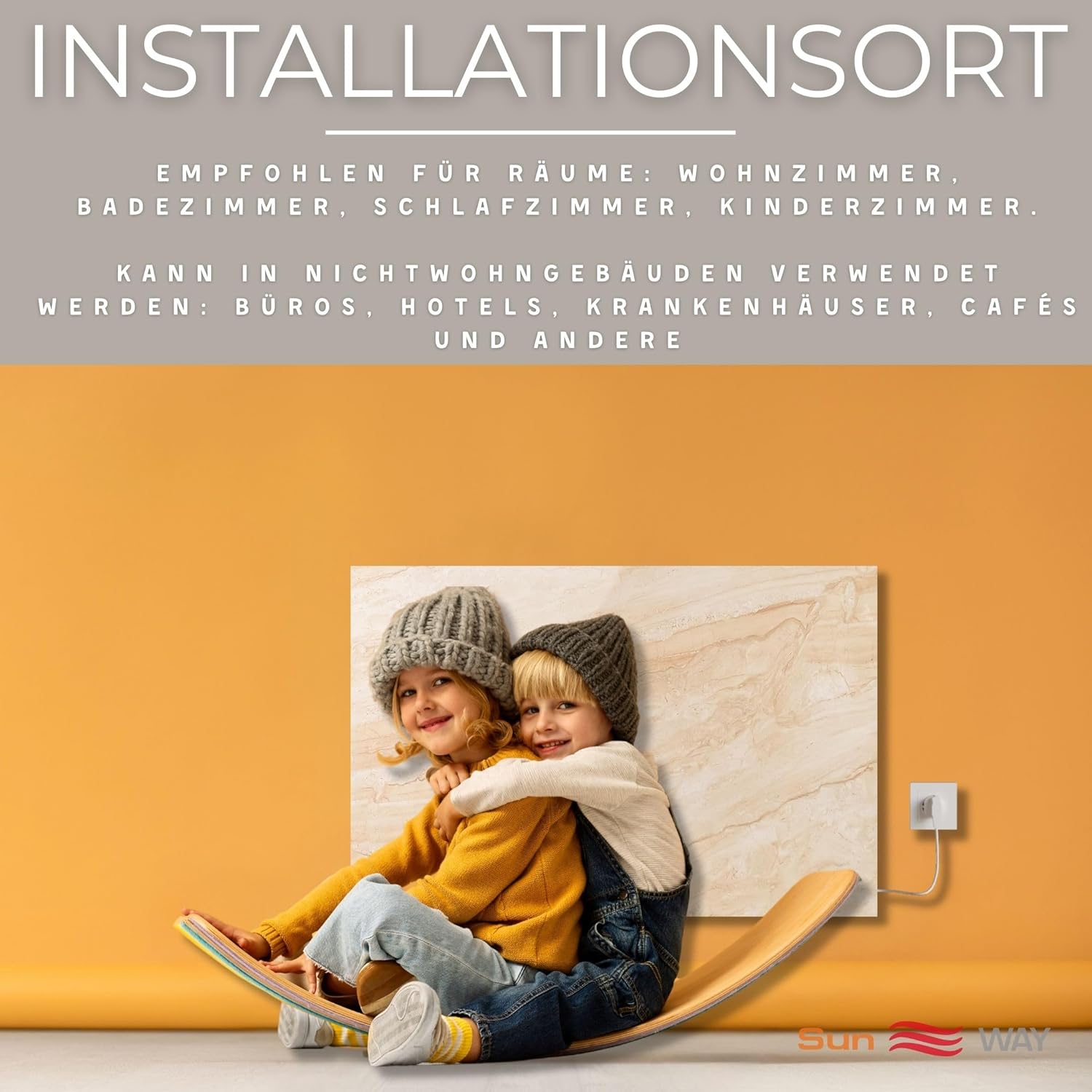 Keramik infrarotheizung wandmontage mit thermostat Sun WAY TCM-RA 750 P | Heizung bis zu 15 m² | 750 W