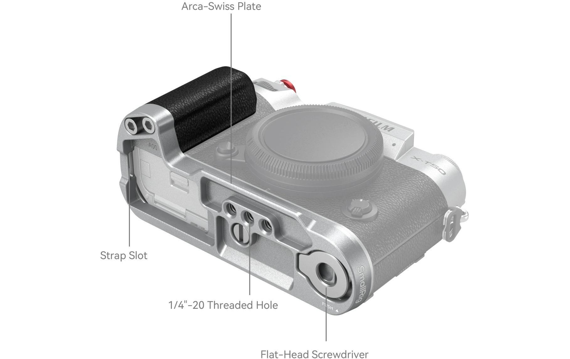 L-Winkel Silikonhandgriff FUJIFILM X-T50 - SilberVerbessert die Handhabung und bietet Anschlussmöglichkeiten