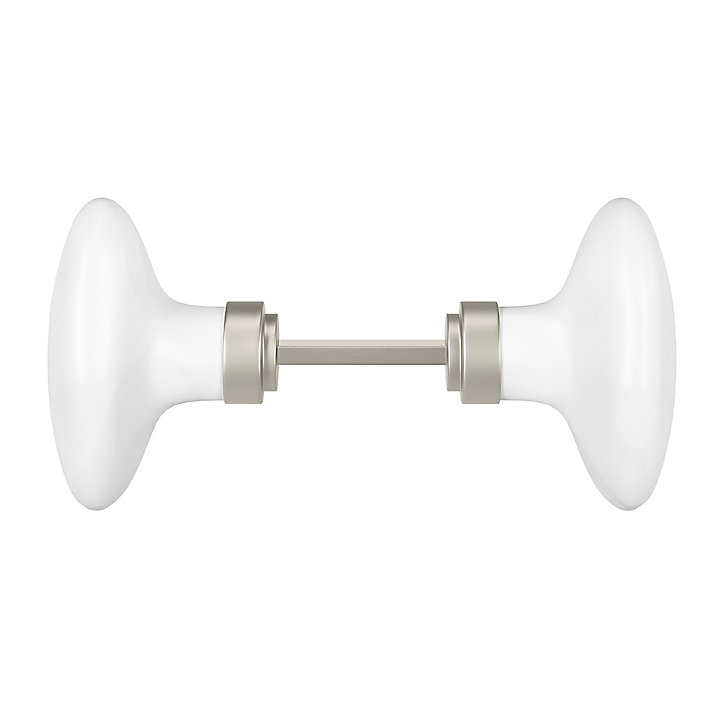 Lot 2 boutons de porte ovale porcelaine et zinc GoodHome blanc l.4.2cm x h.6.5cm