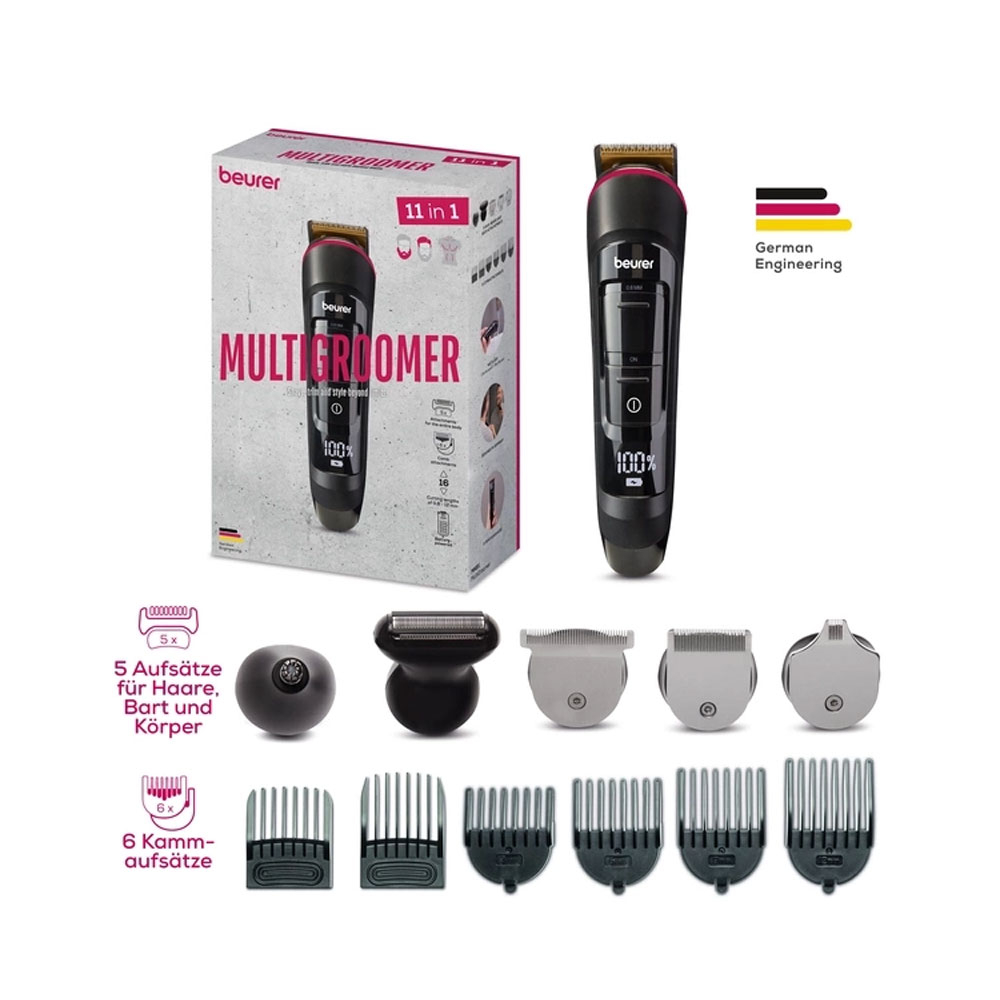 MultiGroomer MN9X Haarschneider Elektrischer Rasierer Trimmer mit 11 Aufsätzen (10057) - Schwarz