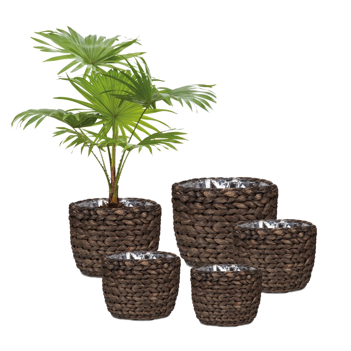 Scheurich Waterhyacint 25, plantenmand/mandpot van waterhyacint, kleur: bruin, 25 cm diameter, 22,5 cm hoog, 10,6 l inhoud.