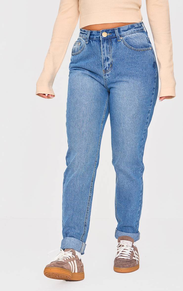 Mid Blue Wash Jean Skinny Rigide Délavage Moyen Petite