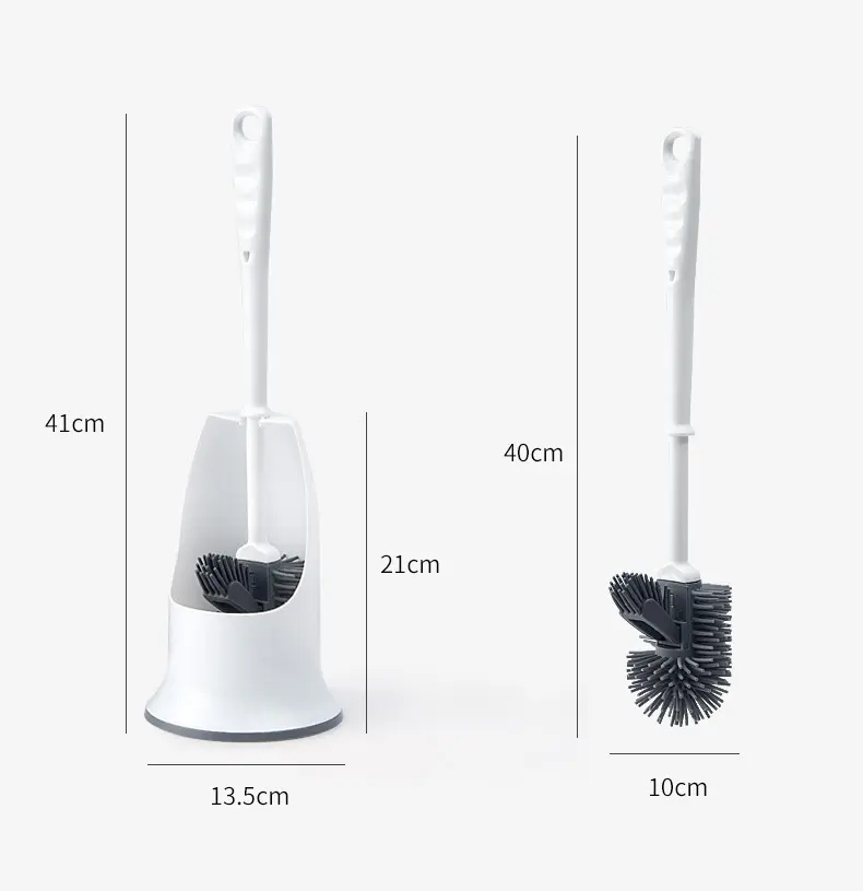 Silikon WC Bürste Toiletten Abfluss Reiniger mit Halterung - Weiss