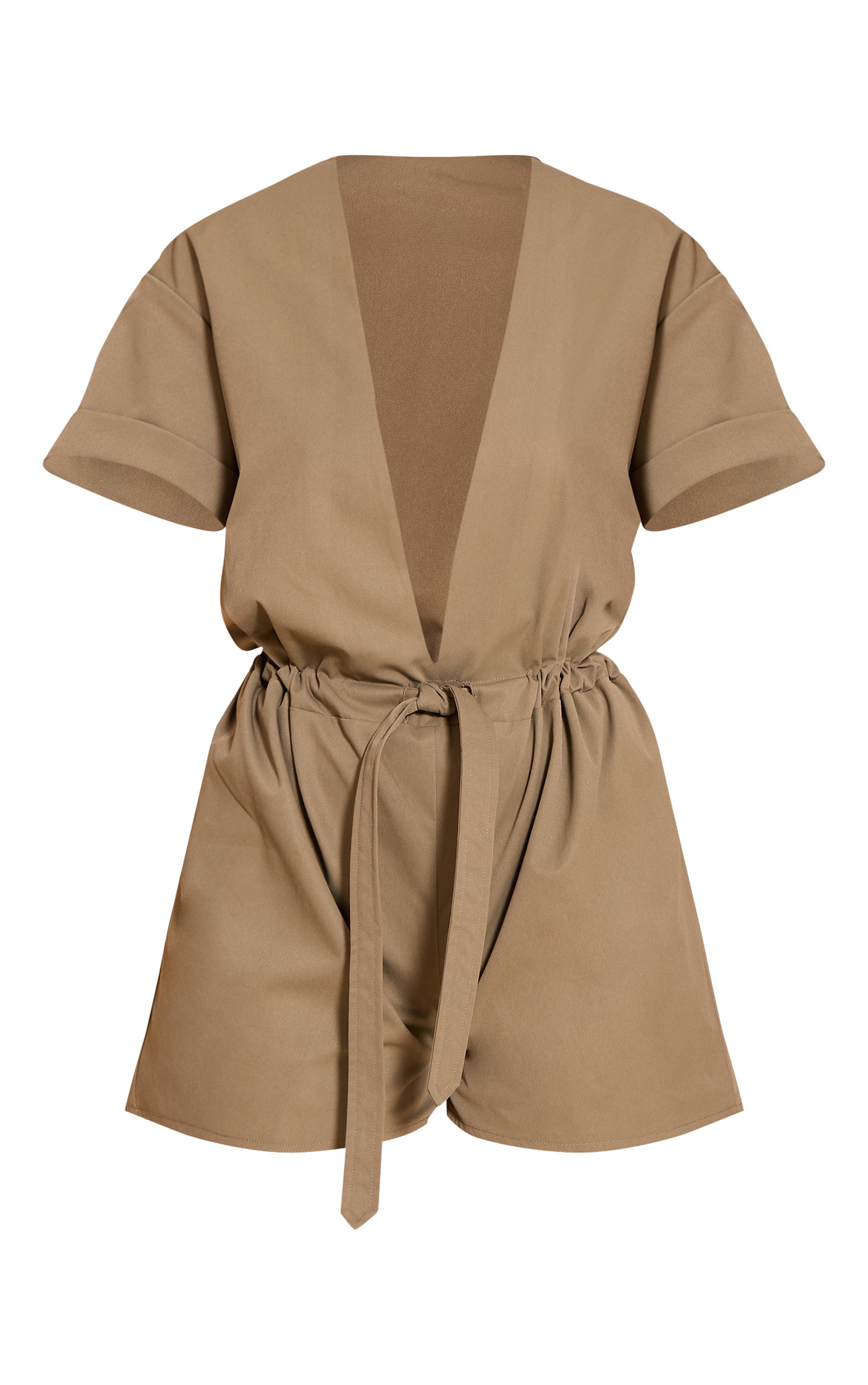 Kaki Combi-short Utilitaire À Ceinture Nouée