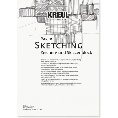KREUL Paper Sketching, Zeichen- und Skizzenblock, 20 Blatt, DIN A4