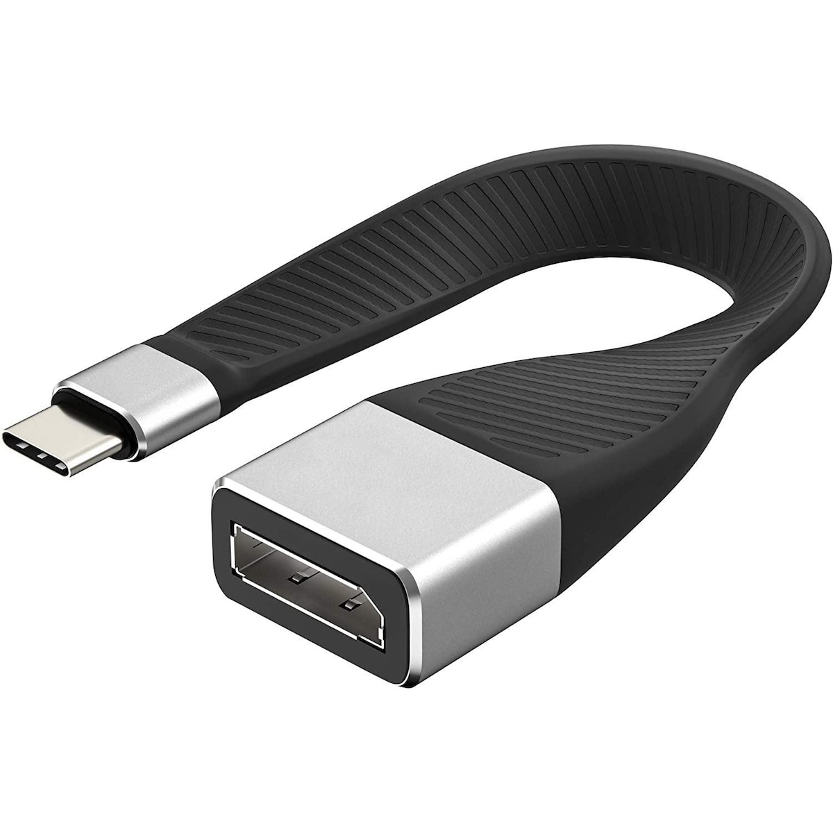 NÖRDIC kort flatkabel 14cm USB-C til Displayport adapterkabeladapter 4K i 60Hz 21,6Gbps Støtte for 3D og HDCP 1.4 og 2.2