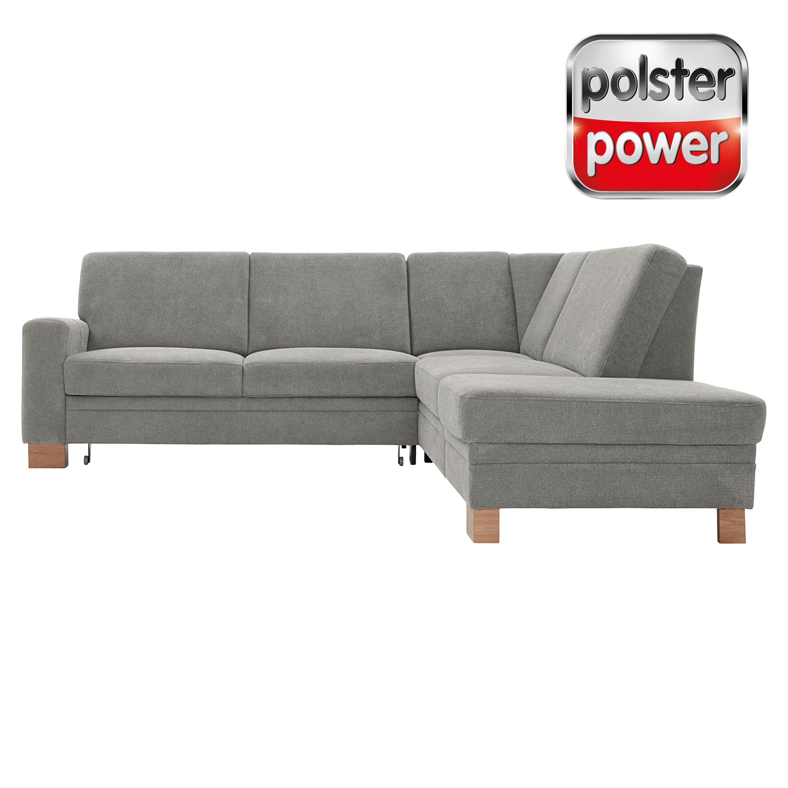 polsterpower Ecksofa - Belle silver - Basismodell - Ottomane rechts