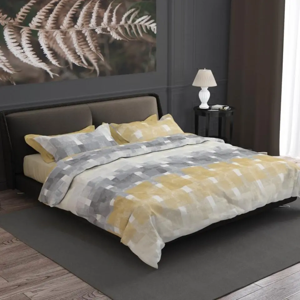 Romanette Flanellen Dekbedovertrek Brixen Beige/Grijs-1-persoons (1...