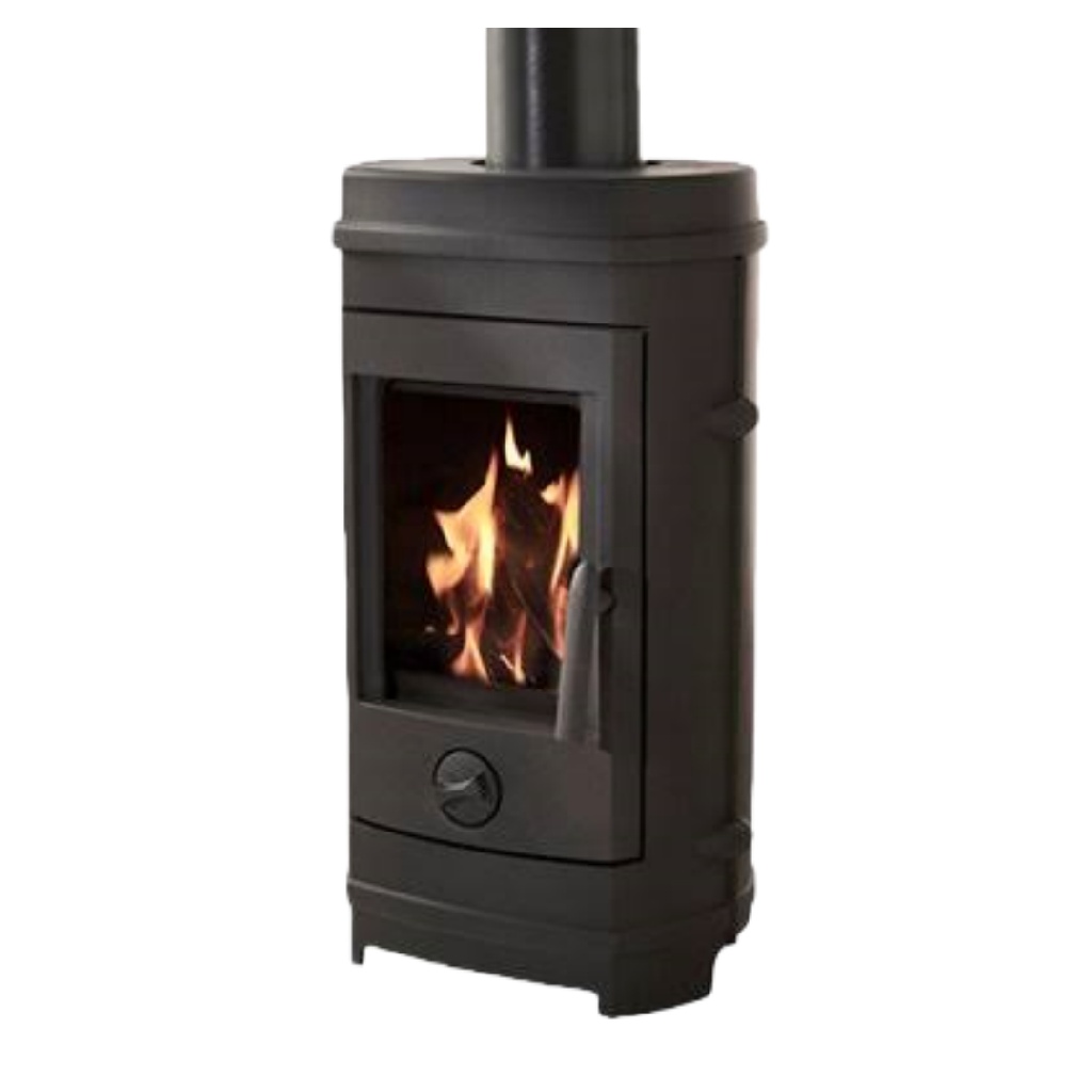 Poêle à Bois en Fonte – Chauffage Traditionnel au Bois – Design Compact avec Vitre Résistante à la Chaleur