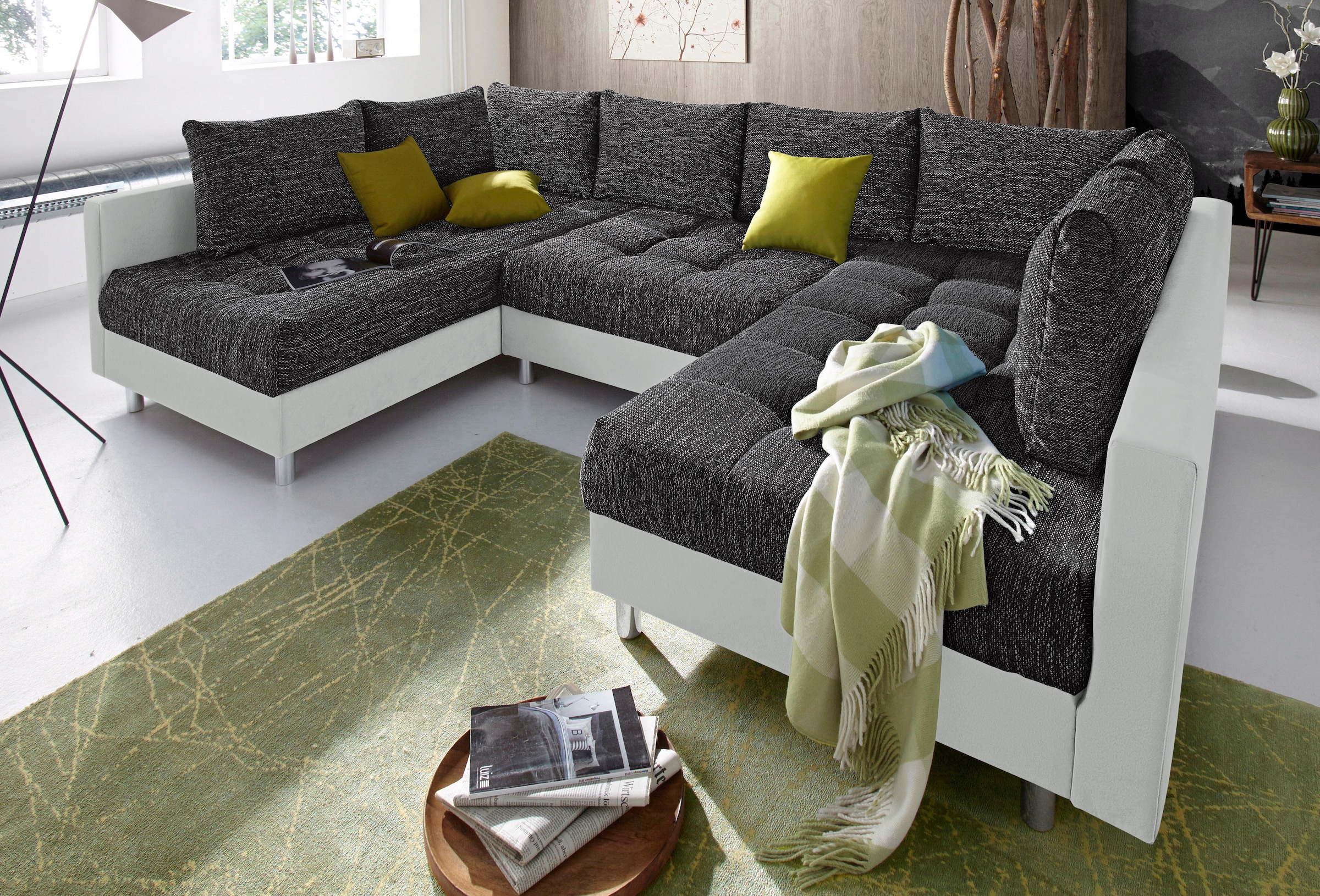 COLLECTION AB Wohnlandschaft »Antonia U-Form« mit Federkern und zusätzlichem Hocker
