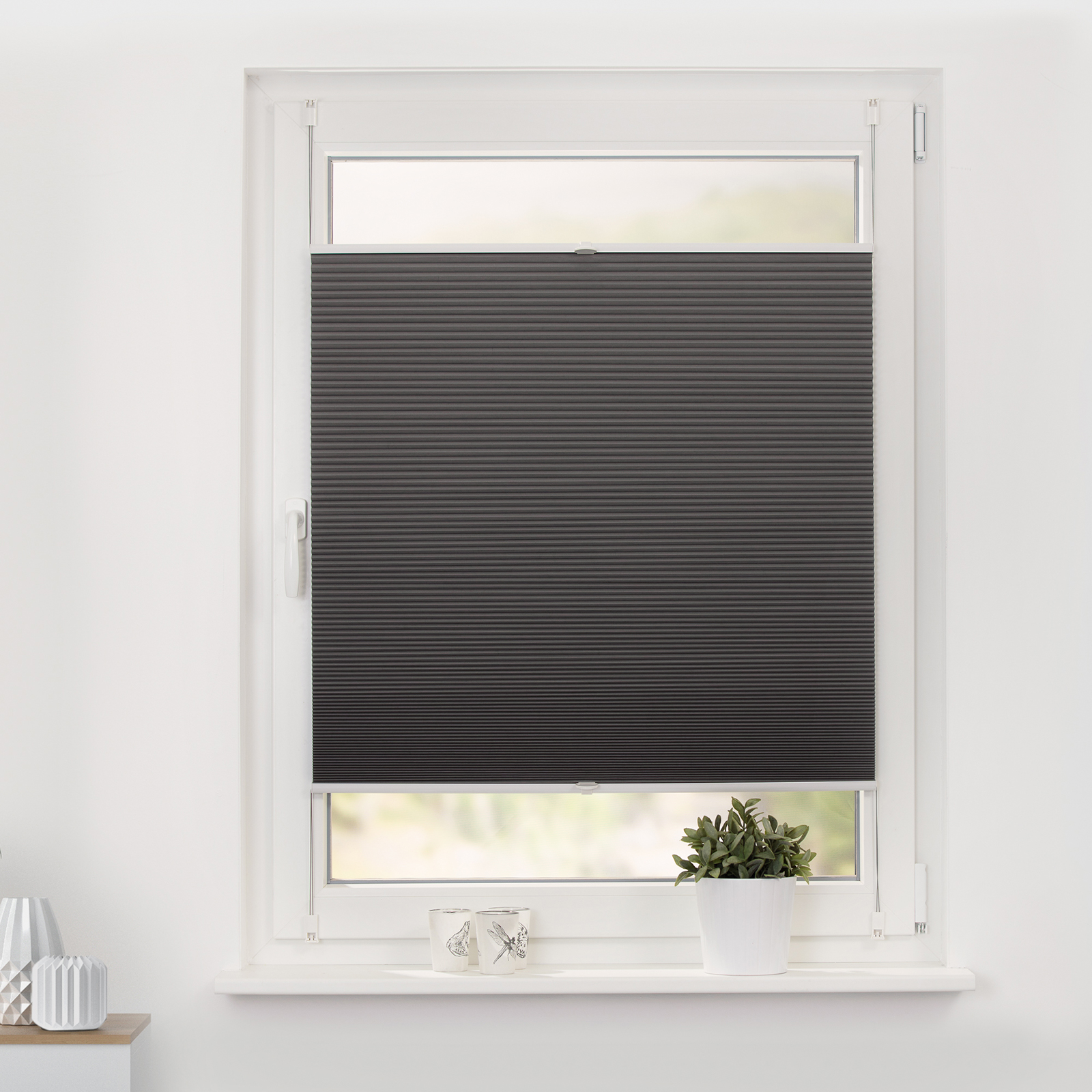 LICHTBLICK Thermo-Plissee - grau - spannbar - 45x130 cm