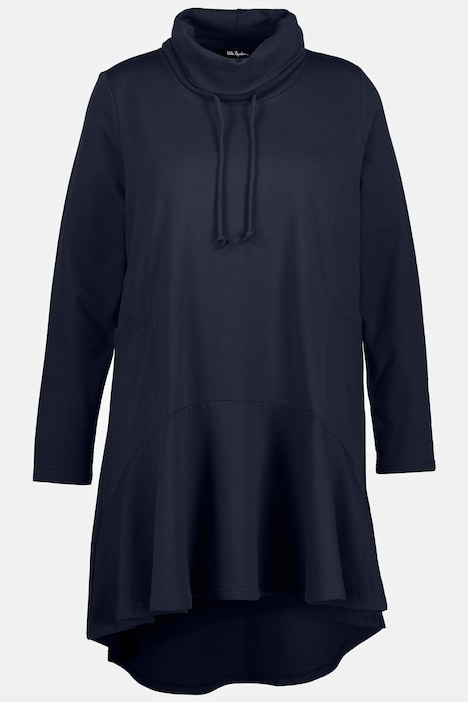 Longsweater, hinten länger, A-Linie, Stehkragen, Langarm