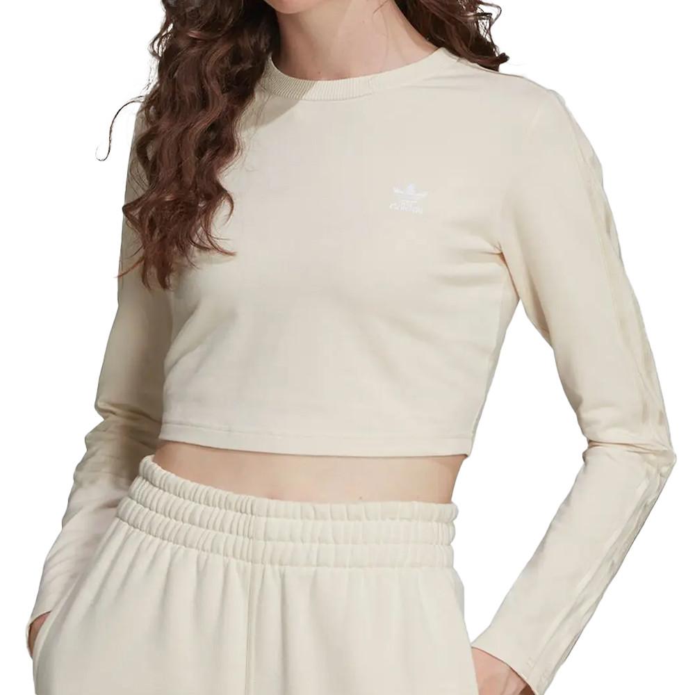Adidas T-shirt manches longues Beige Femme Adidas Crop