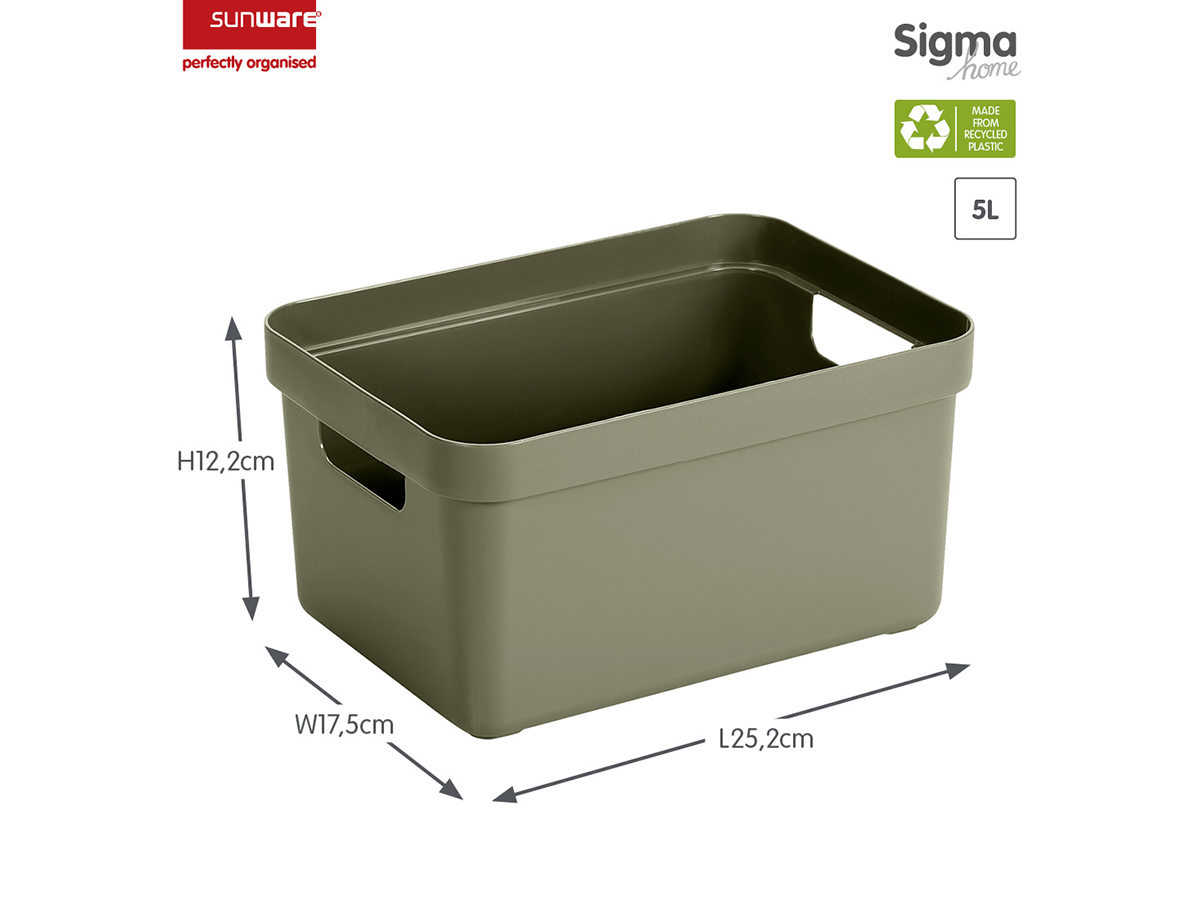 Sunware sigma home set van 6 5l opbergbox - donker groen