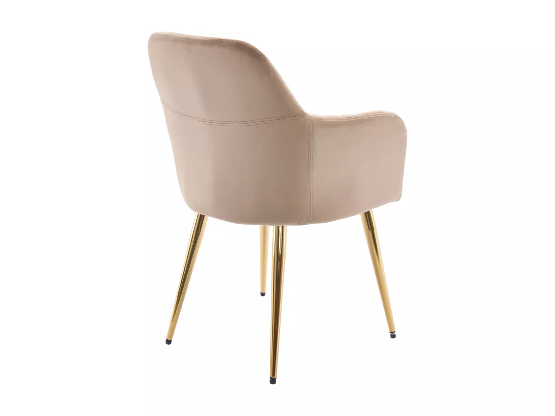 Lot de 2 chaises avec accoudoirs en velours et métal doré - Beige - ELEANA