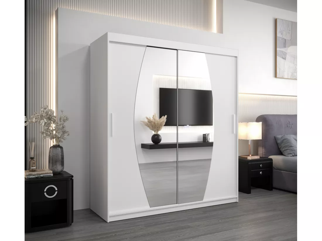 Armoire Elypse À Portes Coulissantes 200/180/62 2 portes (Blanc/Blanc)