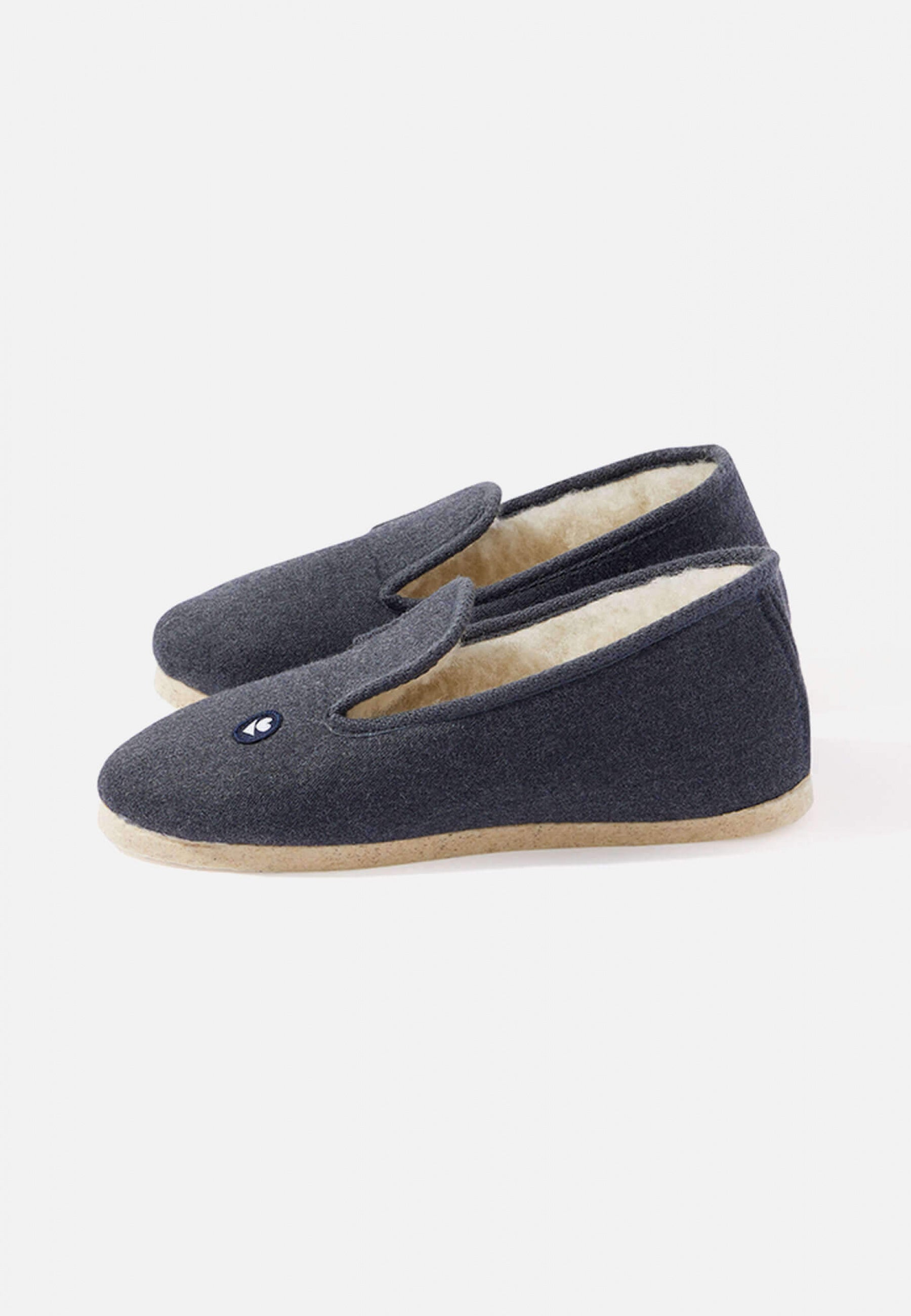 Chaussons d'intérieur en laine-Pantoufles Gris Anthracite