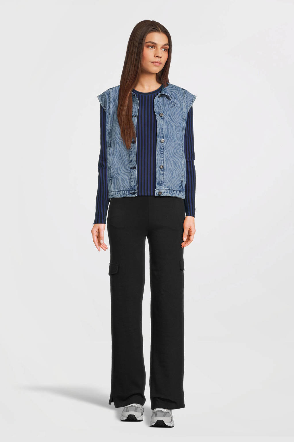 LOOXS gilet met all over print medium blue denim