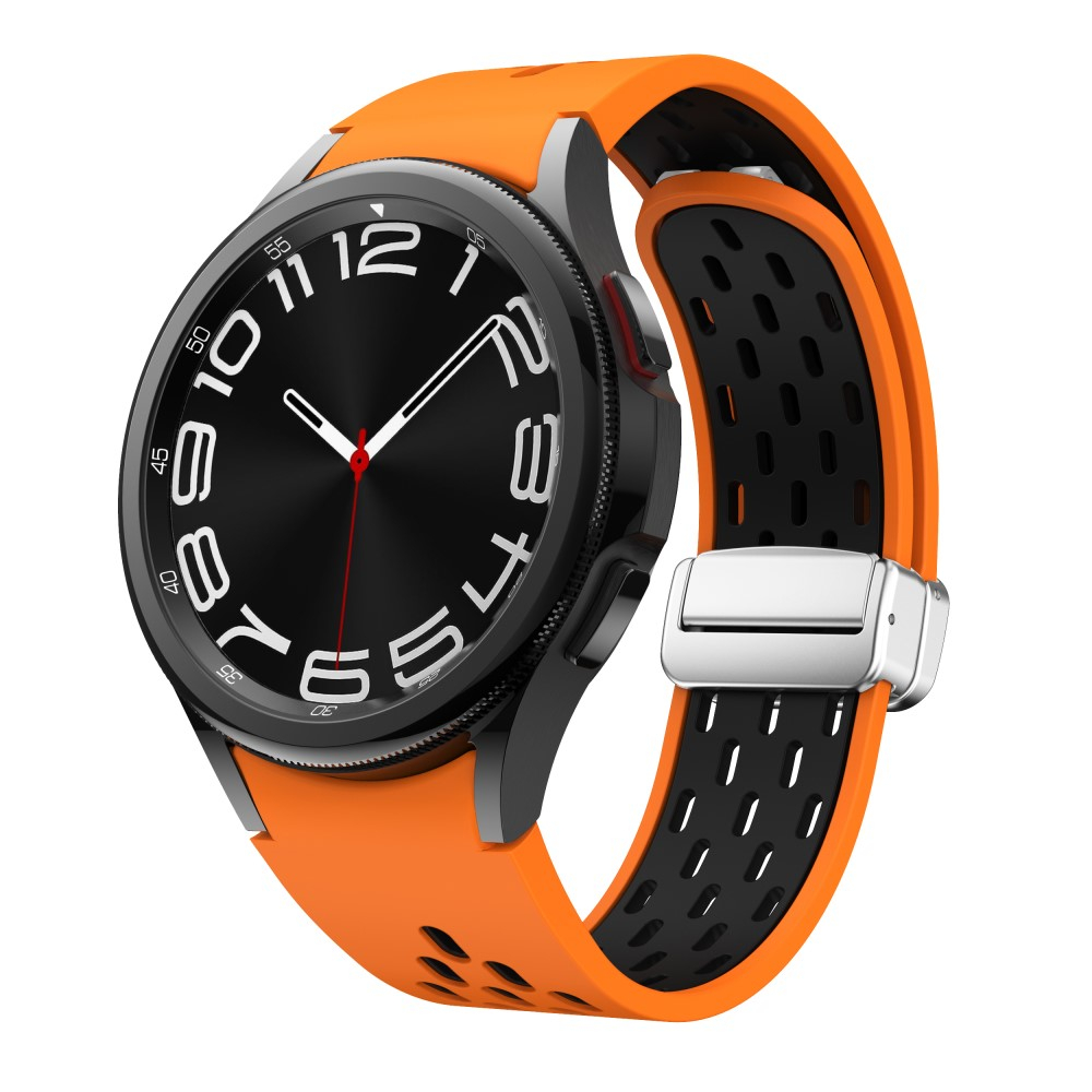 Samsung Galaxy Watch Active 2 (40mm) Ersatz Sport Dual Color Silikon Armband mit Magnetverschluss (Gelenkumfang: 180 - 240mm) - Orange / Schwarz