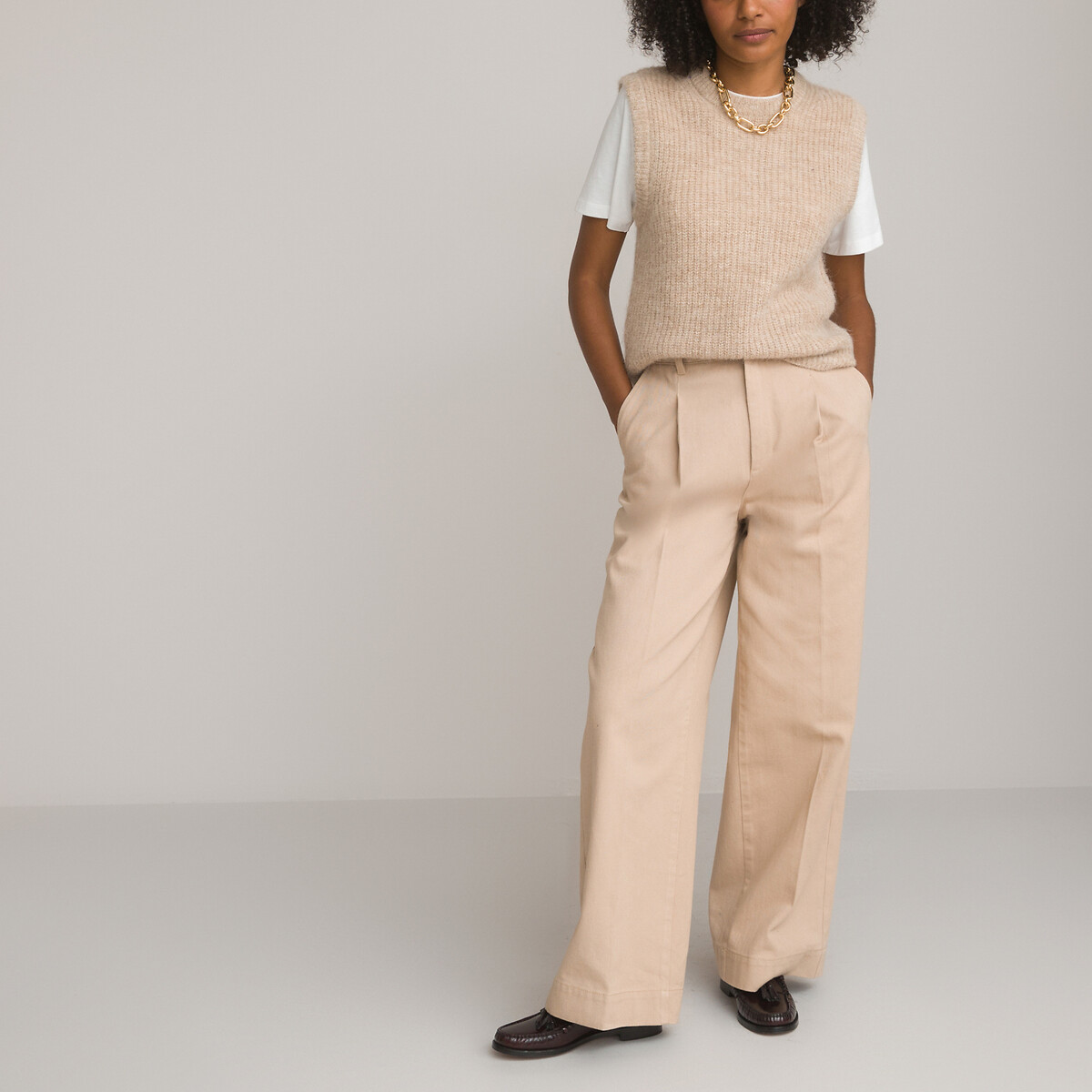 COLEÇÕES LA REDOUTE<br>Suéter sem mangas com gola redonda, em mistura de alpaca