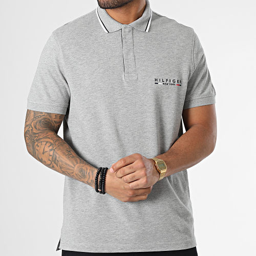 Polo Manches Courtes Brand Love Logo 9525 Gris Chiné