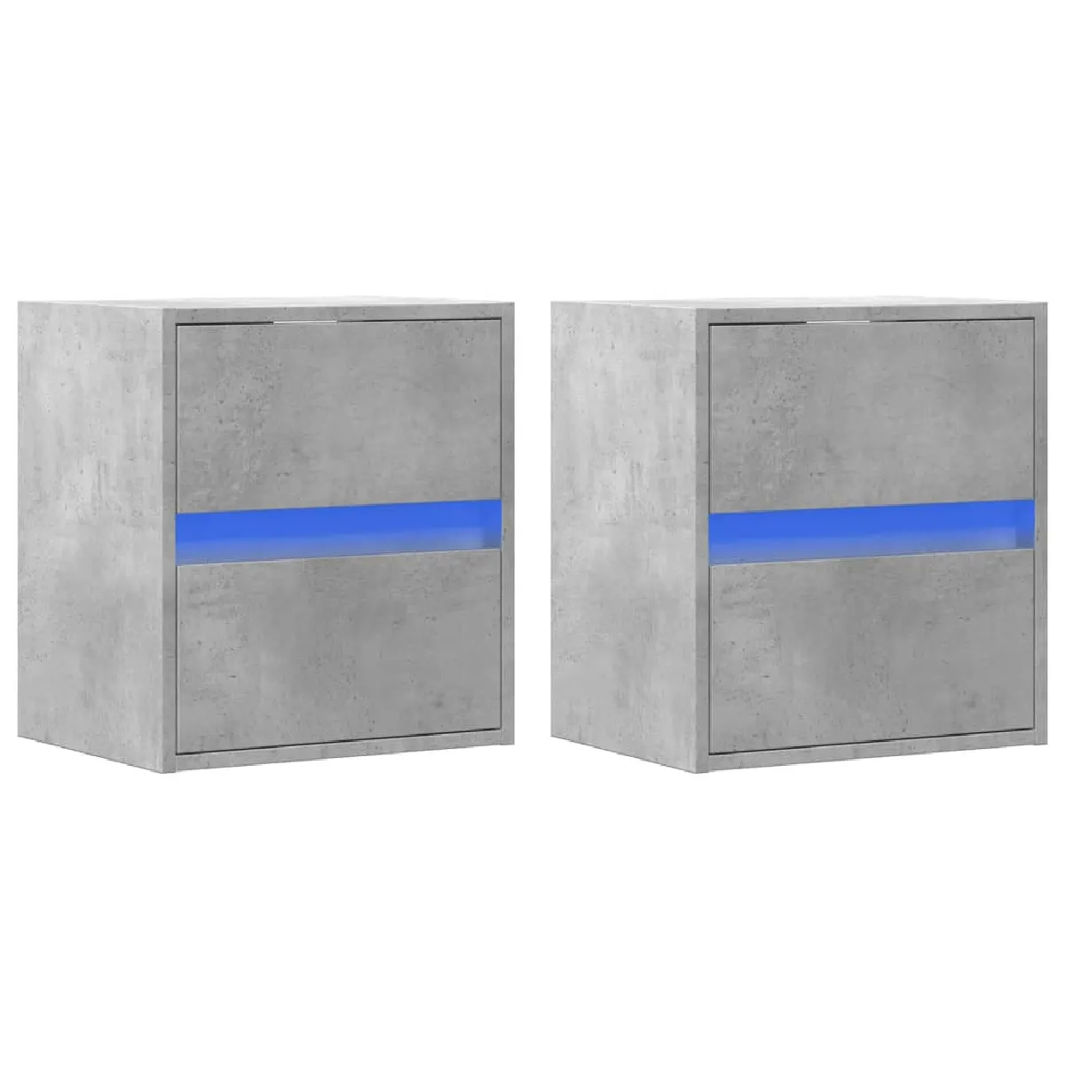 vidaXL Tables de Nuit Murales LED 2 pcs - Gris Béton