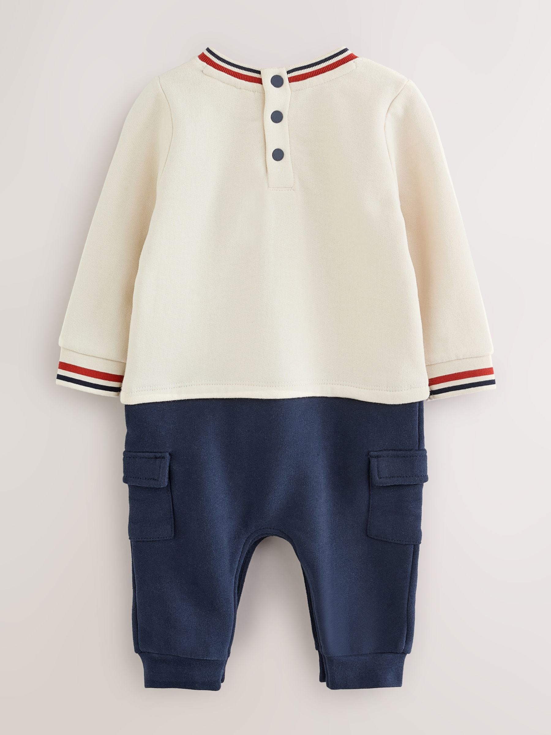 Baker by Ted Baker kiezelkleurig marineblauw en rood varsity-rompertje