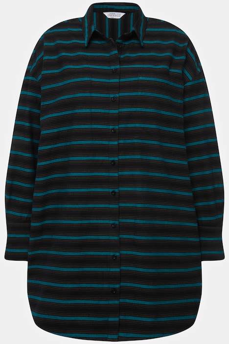 Oversized-Hemdbluse, Streifen, Hemdkragen, Langarm, Unisex