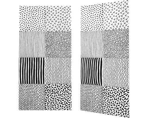 Wandkussenset, zwart/wit print, fluweellook, 30 x 30 cm, 8 stuks