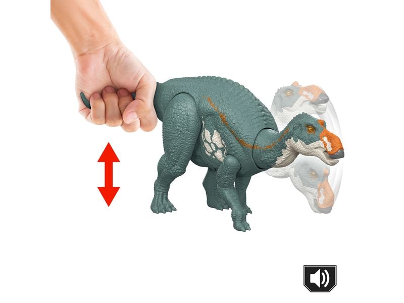 Mattel Jurassic World Wild Roar Maiasaura Dinosaurierfigur mit Angriffsbewegung und mächtigem Gebrüll