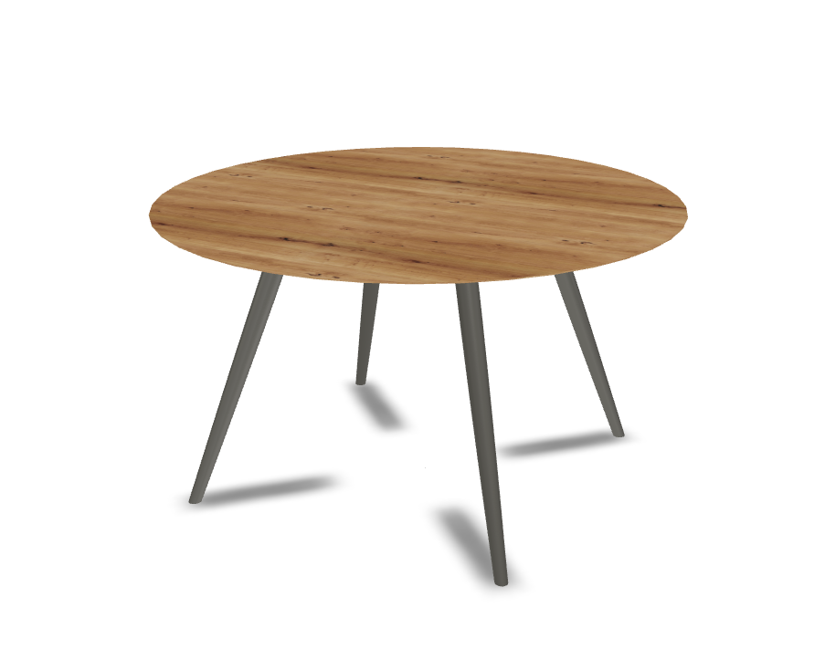 They & Me eeetafel Joy – rond – eiken rustiek olie – onderstel RAL7022 ombergrijs 130 x 75 cm | Eiken Rustiek Olie | Verjongde Rand | Frame RAL7022 Ombergrijs