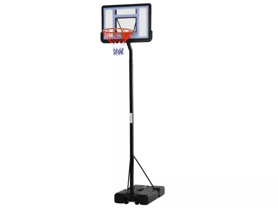 Panier de basket-ball sur Pied avec base de lestage sur roulettes hauteur réglable 3,02-3,52 m Noir Blanc