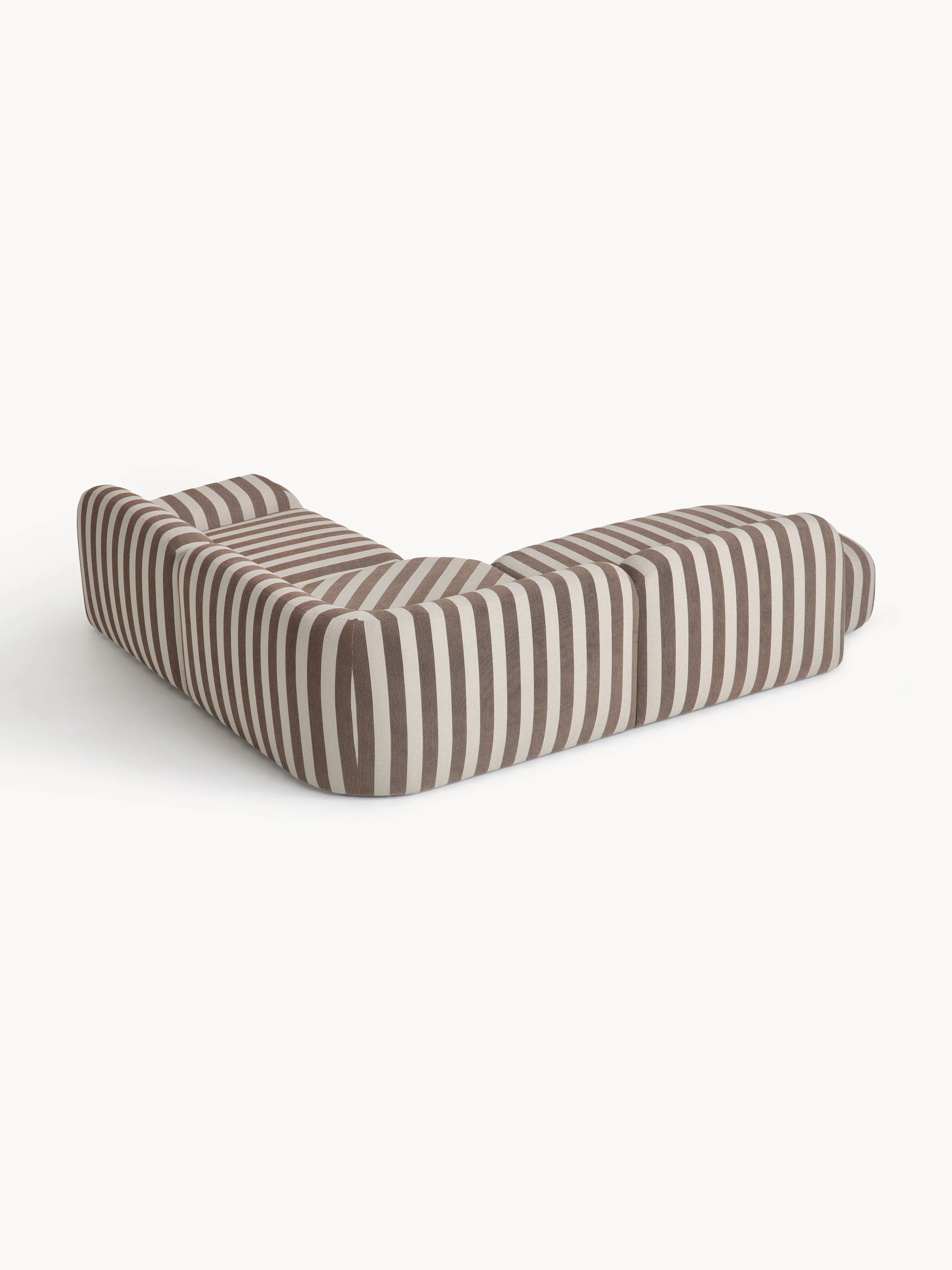 Gestreepte modulaire hoekbank Wolke (4-zits) met chaise longue