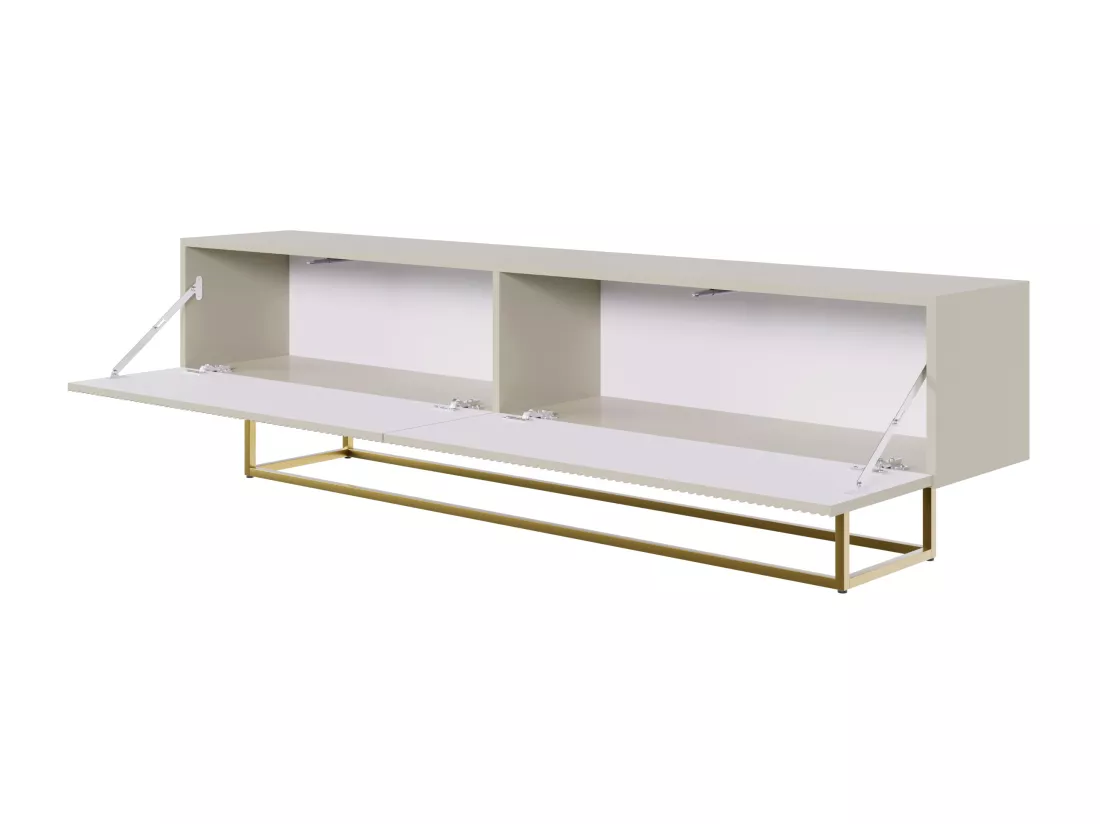 Meuble TV - 175 cm - taupe (gris-beige) sur pieds dorés - VELDIO
