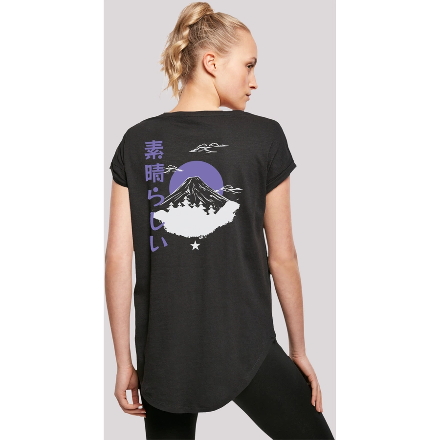F4NT4STIC Long Cut T-Shirt Mount Fuji schwarz