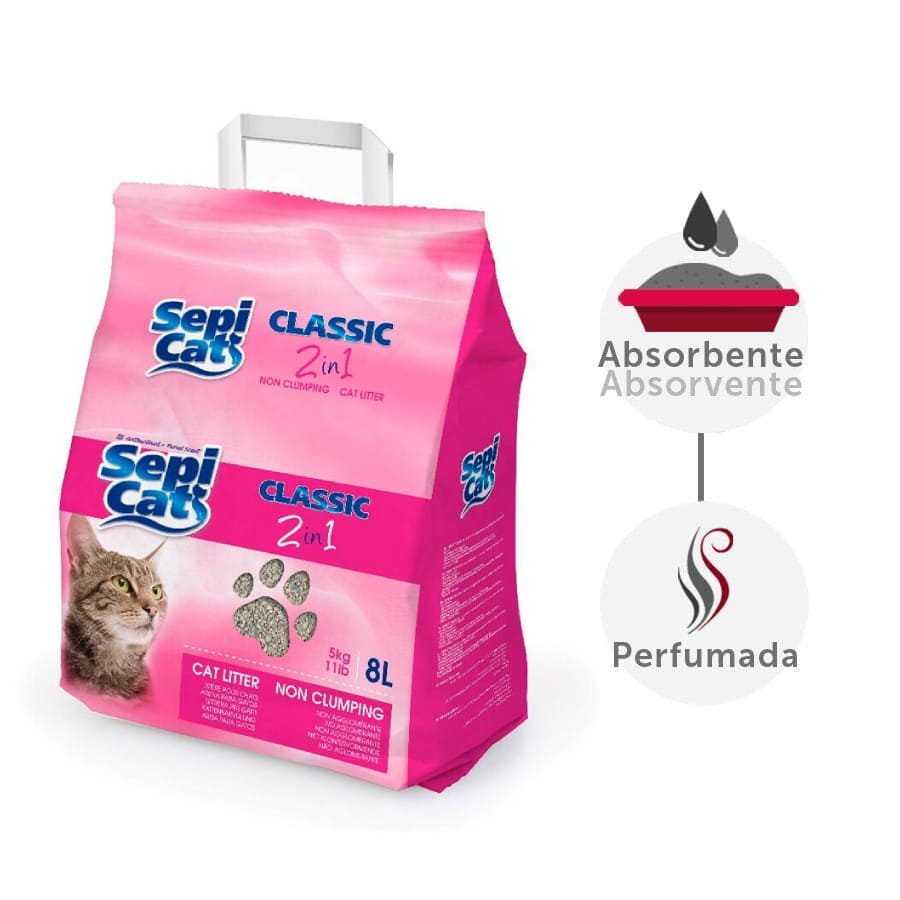 Areia higiênica absorvente Sepicat Classic 2 em 1 para gatos