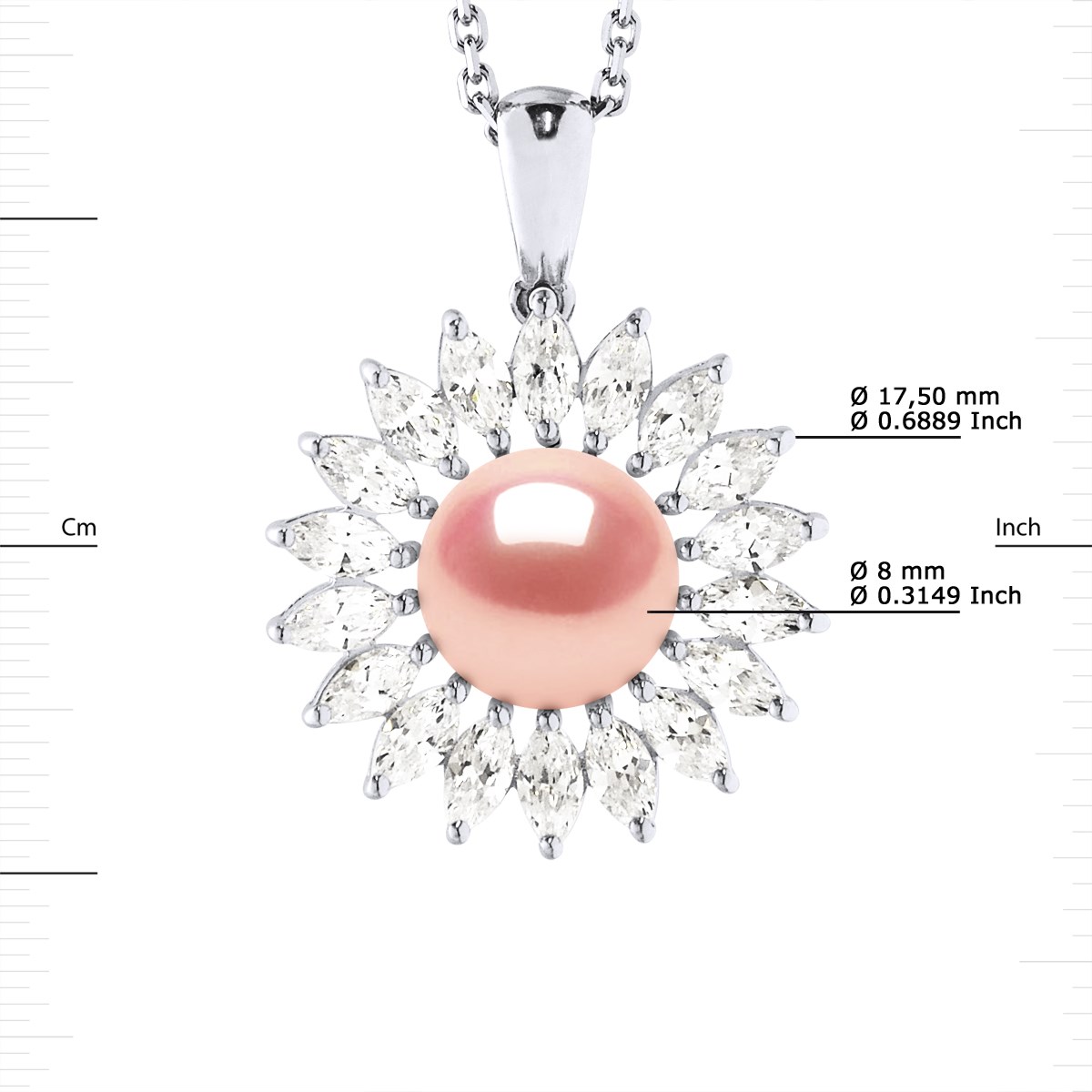 Collier SOLEIL Perle d'Eau Douce 8-9 mm Rose Joaillerie Argent 925