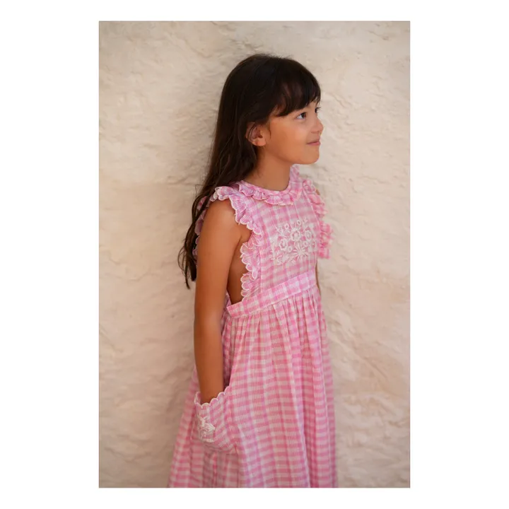 Lali Robe Clover à Carreaux Brodée | Rose
