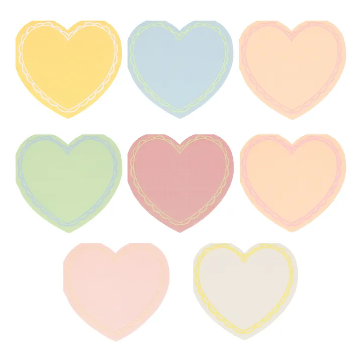 Meri Meri Petites serviettes coeur pastel - Set de 16 | Pastel