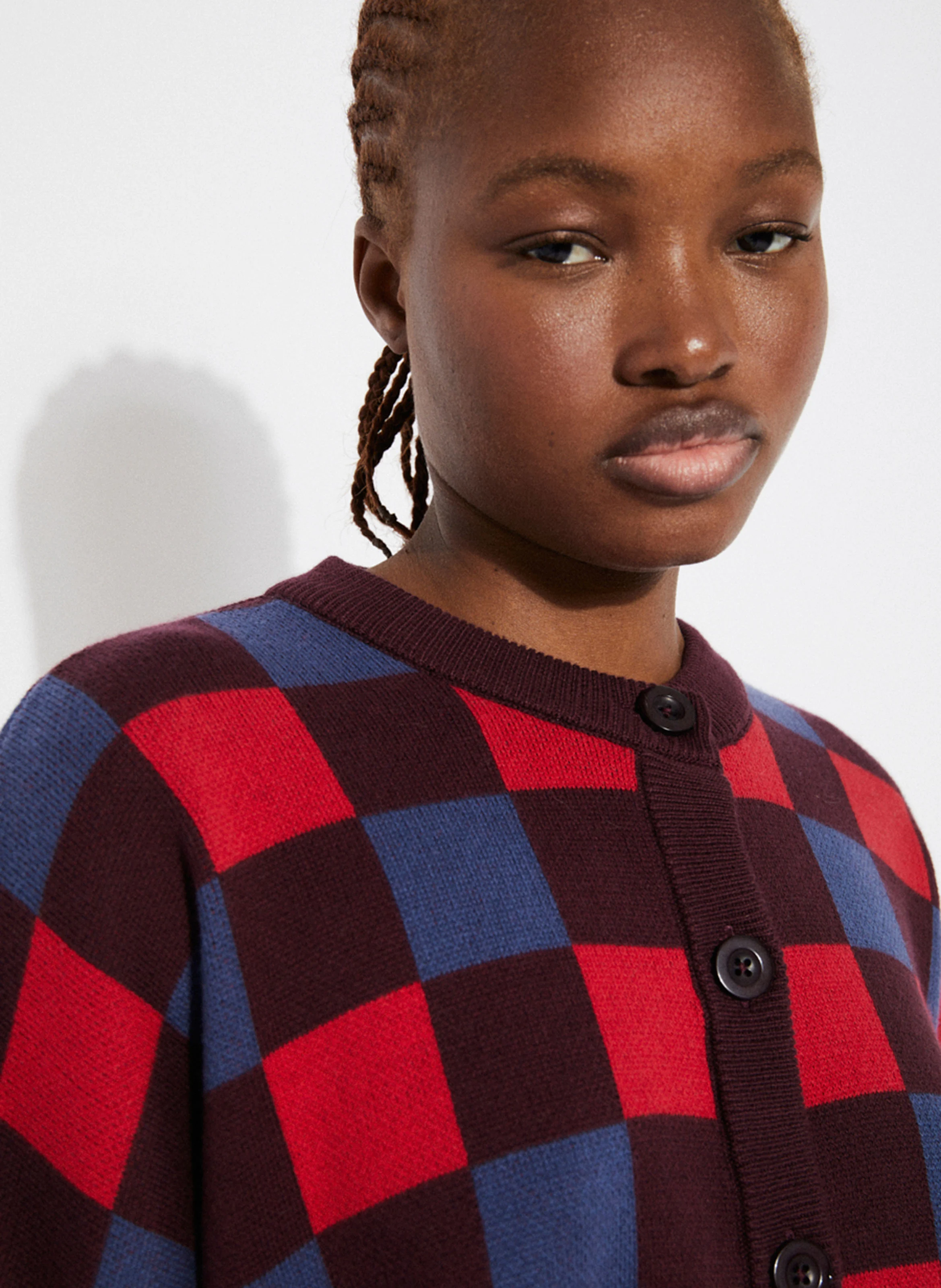 CALMA - Cardigan col rond en coton | Bleu