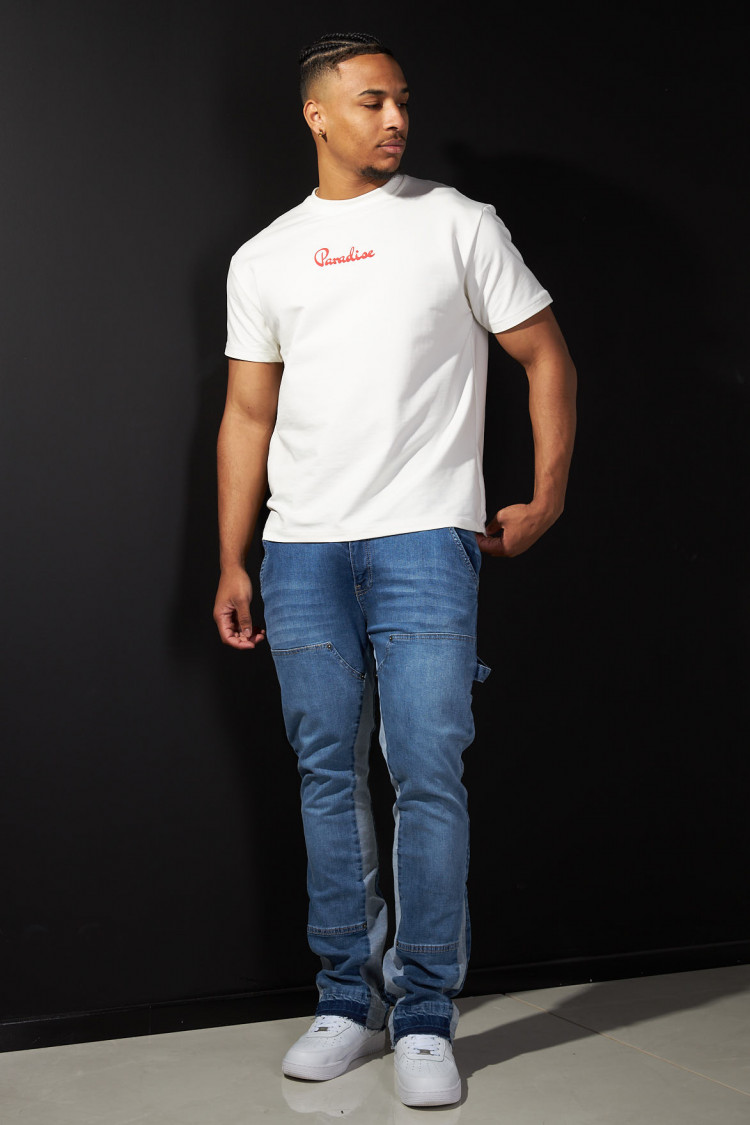 Jean bleu bicolore à poches