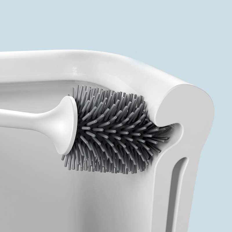 Silikon WC Bürste Toiletten Abfluss Reiniger mit Selbstklebender Wandhalterung   Abfluss - Weiss