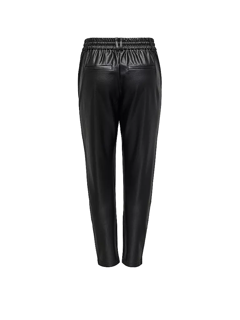 ONLY Hose in Lederoptik Jogging Fit ONLPOPTRASH schwarz