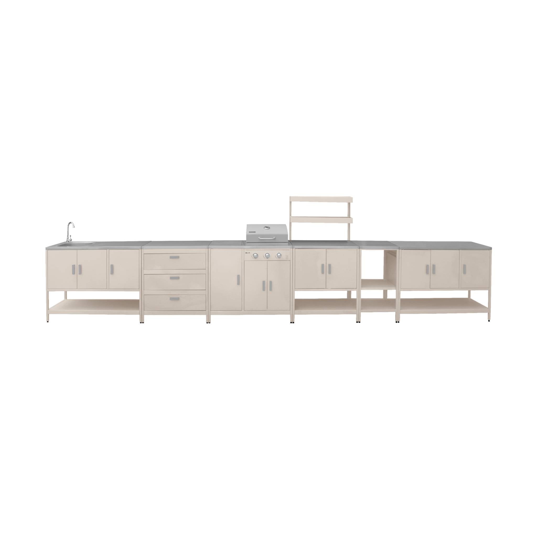 sweeek - Buitenkeuken 6 modules incl. gasbarbecue staal