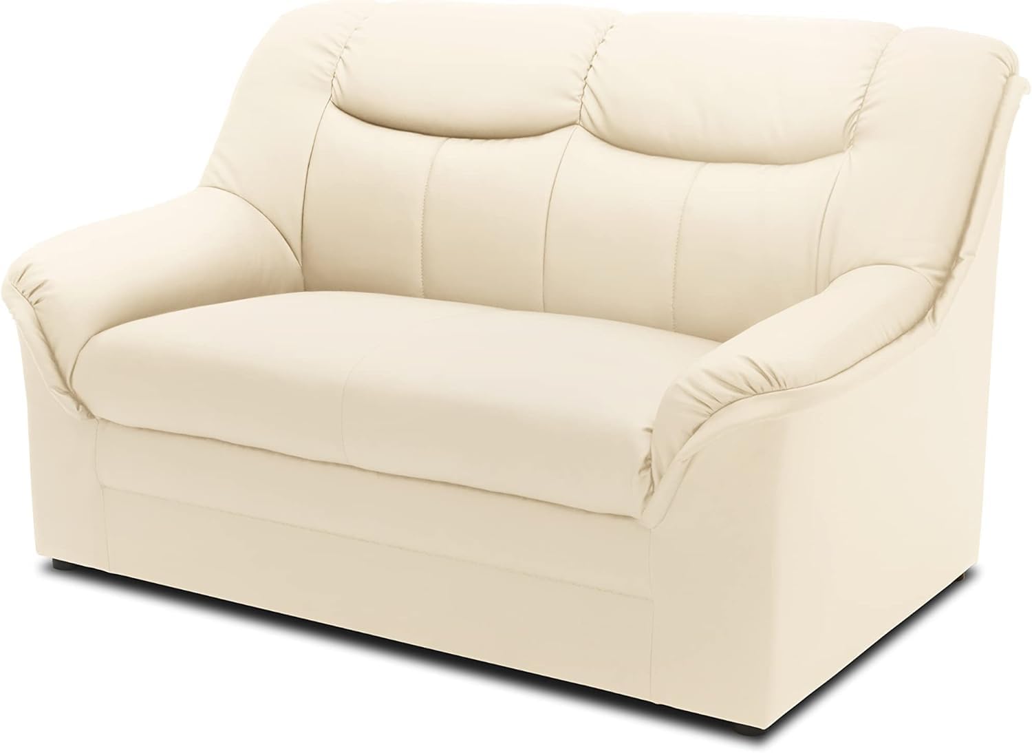 DOMO. collection Berlin Sofa/klassisches 2er Sofa/Zeitlose Garnitur mit weichem Kunstleder/Maße: 143/90/89 cm (B/T/H) / Farbe: beige (weiß)