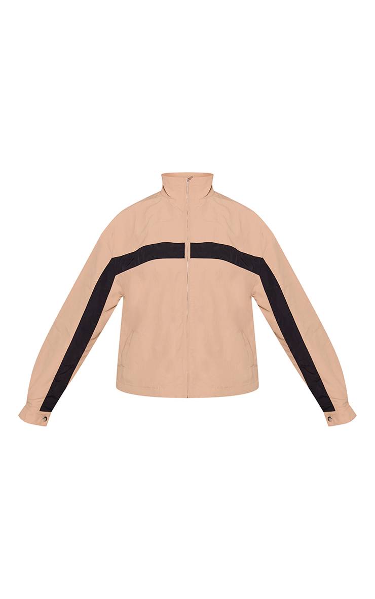Beige Veste De Survêtement À Fermeture Éclair Et Bandes Contrastées Petite