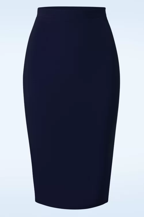 Vintage Chic for Topvintage Bella midi-rok in marineblauw