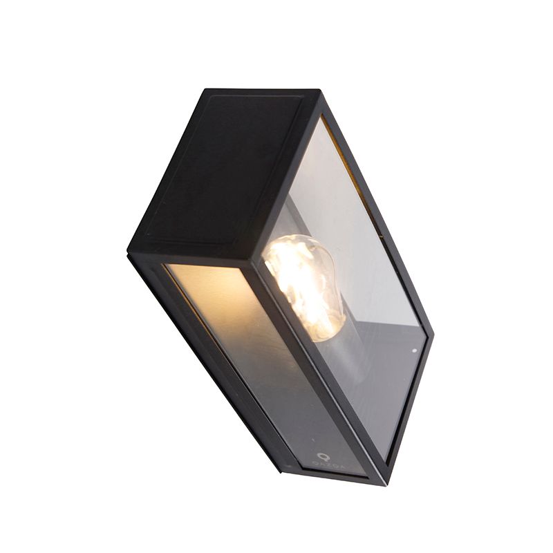 Industriële buiten wandlamp zwart IP44 met glas - Rotterdam