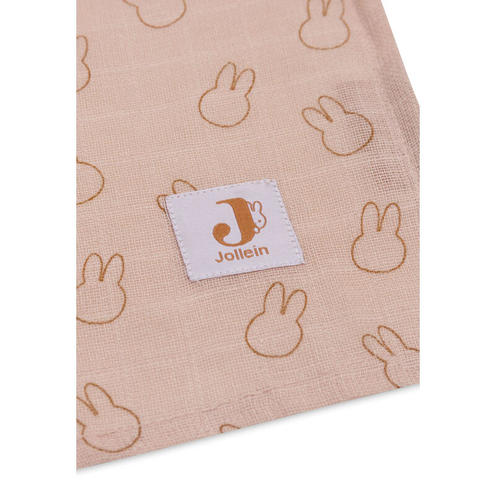 Lot de 2 langes en gaze de coton larges 115x115cm Miffy - Wild rose - JOLLEIN