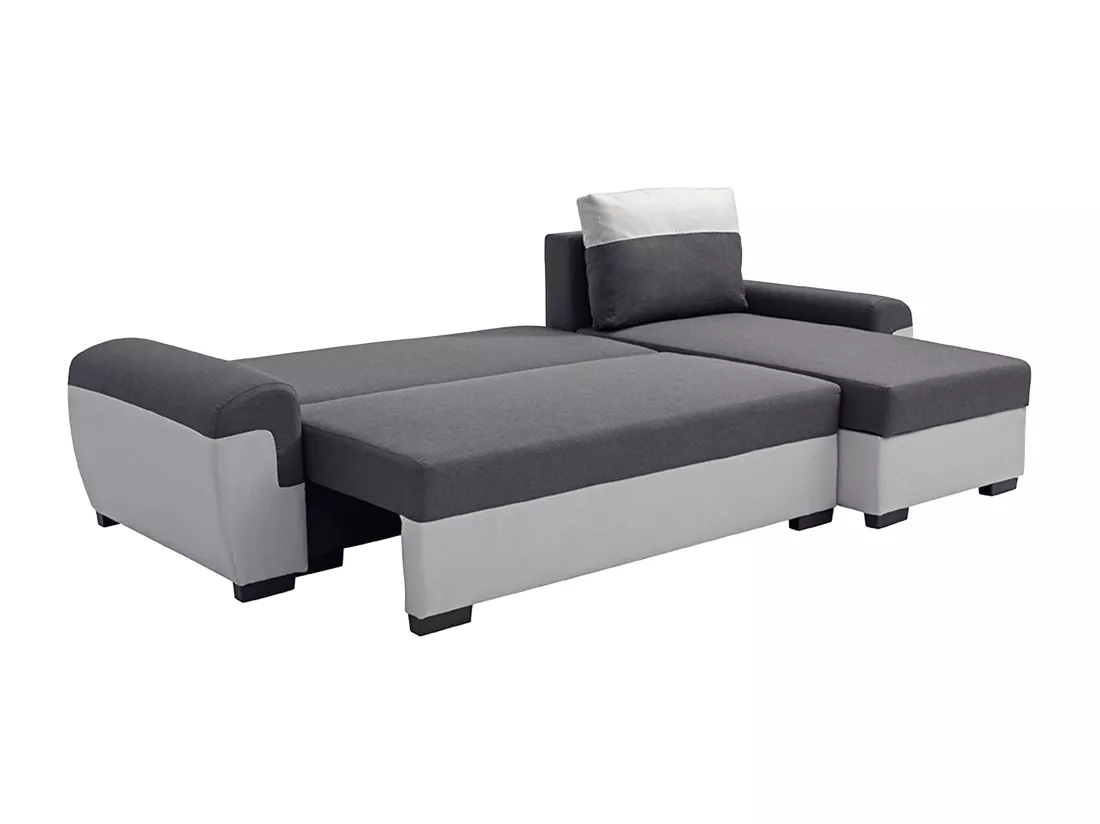 Canapé d'angle réversible et convertible en tissu anthracite et gris clair GABY II